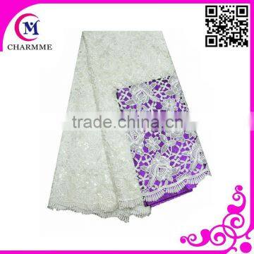 Sequines flowers design newest georgerous african sequin lace in white color
