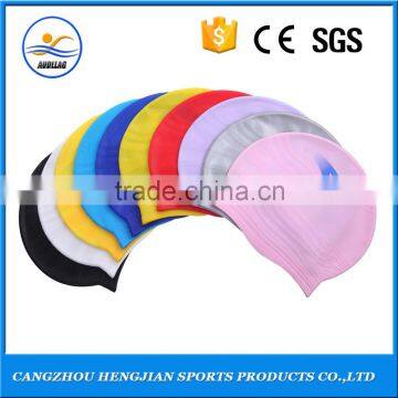 Custom Logo easy-fit moulded latex silicone lycra swim cap