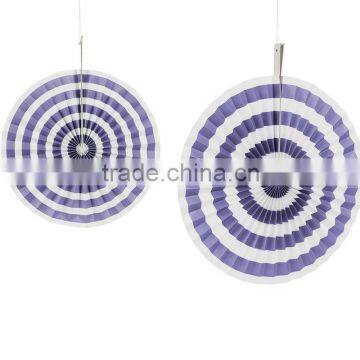 Purple Stripe PartySupplier Hanging Ceiling PAPER Party Decoration Paper Fans