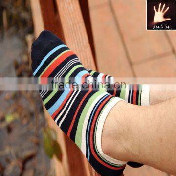 Men Cotton Casual Stripe Ankle Socks photo-2