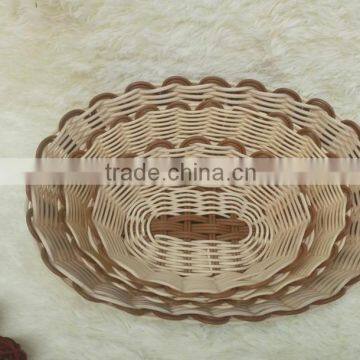 Handwoven plastic rattan food basket