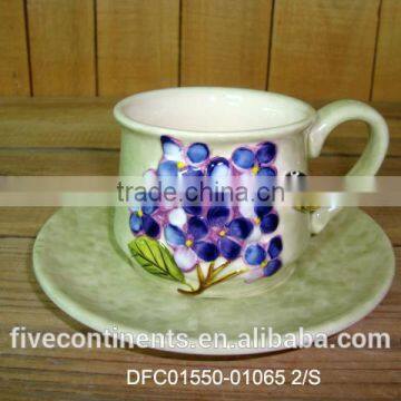 Hand-painted Ceramic Tea Cup and Saucer