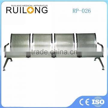 high quality waiting room stainless steel chairs 4-seats for hostpital and salon