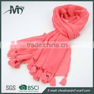Viscose Viscose Scarf Women Tassels Multi-color Silk Scarf photo-2