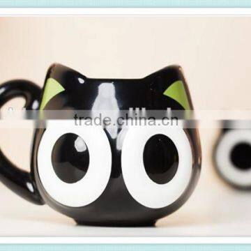 ceramic black cat mug with luoxiaohei deisgn luoxiaohei mug