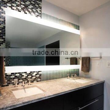 Hot-sale modern apartment project bathroom mirror with top and bottom LED light