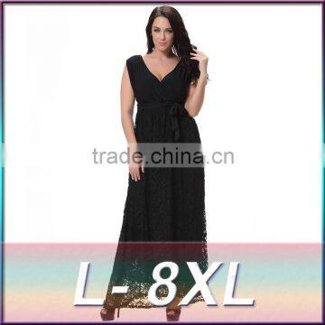 lace stitching sleeveless plus size dress