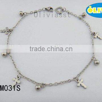 Olivia Jewelry New Styles Trendy Women's Stainless Steel Cross Charm Anklets