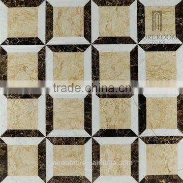 Foshan factory flower watjet composite marble tile design for floor parttern