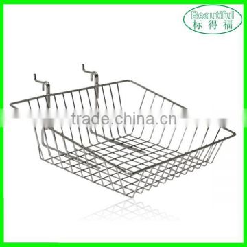 Slatwall/Grid Slanted Wire Basket,Metal Wire Basket,Slatgrid Basket