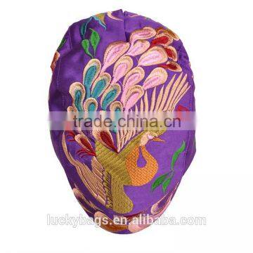 New Fashion Purple Hat Peacock Pattern Hat Canvas 3d Embroidery Hat Cheaper Women Hat