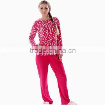 Ladies Plus Size 100% Polyester Microfleece Printed Patterns Home Suits Pajama Tops and Bottoms Pajama Sets For Adults