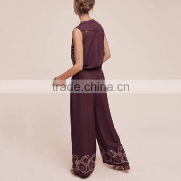 Apparel Manufacturer Casual v Neckline Print Sleeveless Long Jumpsuits photo-2