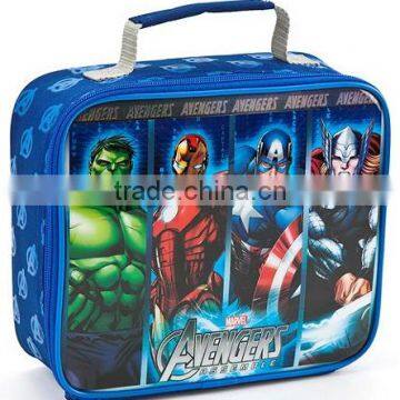 Polyester Marvel cartoon character insulated handle lunch bag for childrens