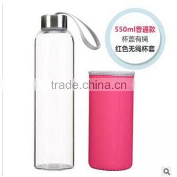 Top Level Quality Stylish Environmental Borosilicate Infuser Glass Water Bottle With Soft Colorful Sleeve 280ML 350ml 420ML 500M photo-3