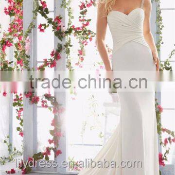 Sexy Mermaid Wedding Dress Pleated Sweetheart Shining Beaded Spaghetti Straps Charming Backless Robe De Mariage 2016 Hot ML049