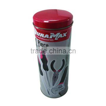 custom printed round metal packaging tin with screw top