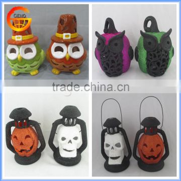 New designs of halloween decorative ceramic pumpkin lantern