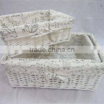 hand weaving willow wicker rectangle storage basket set with liner