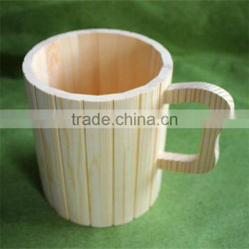 Unfinished Pine Wooden Kids Drinking Cups With Handle photo-2