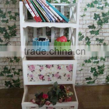 Modern Design White Wooden Cabinet With Wicker Drawers photo-3