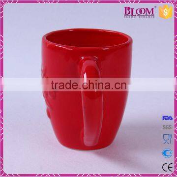 Olive Branch Design Red Glazed Ceramic Coffee Mug photo-2