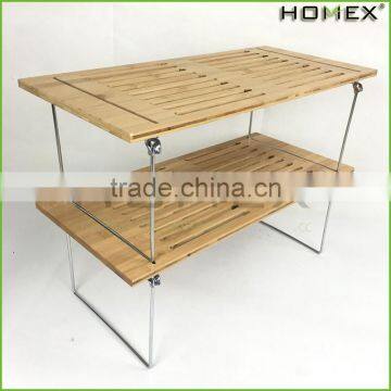Stackable bamboo bathroom storage rack corner shelf Homex-BSCI