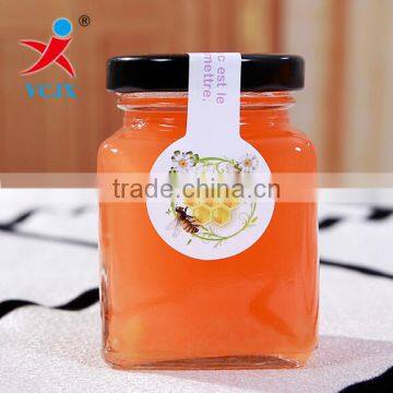 100ml Transparent Square Glass Honey Jar with Black Lids