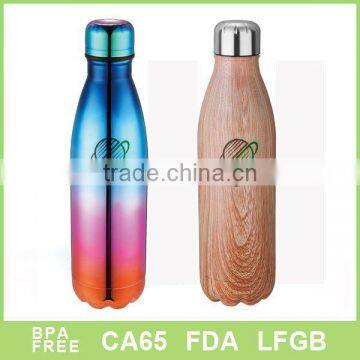 2016 hot sale 18 8 double wall stainless steel thermos flask with full wrap printing