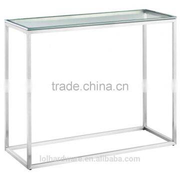 Console Table in Stainless Steel Base and Tempered Glass Top photo-2