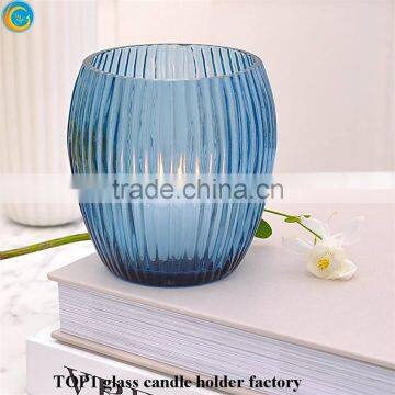 Colored Blue Glass Tea Light Candle Holder photo-6