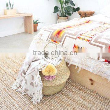 Seagrass Storage Basket With Pompom Panier Boule, Panier Plage, Panier Basket photo-3