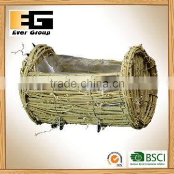 Rattan Flowerpots Handwoven Trays Garden Metal Frame Planter photo-2