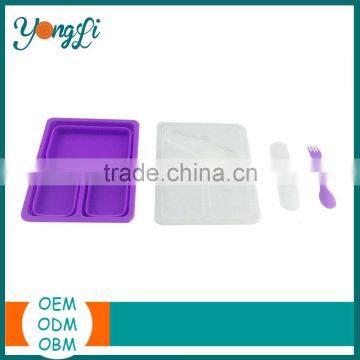 Wholesales 3-Compartment Takeaway Collapsible Silicone Food Grade Microwave Food Container photo-3