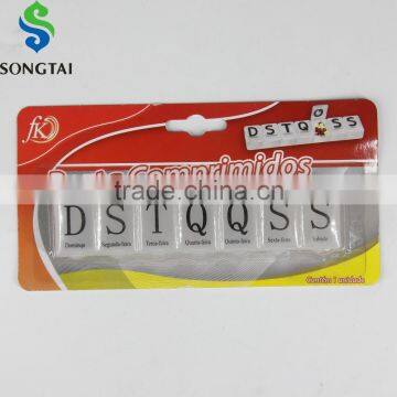 transparent plastic pill box for 7days