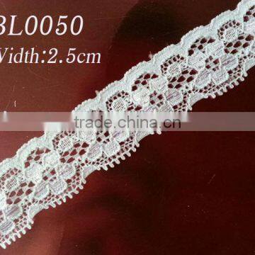 BL0050 New arrival fashion white elastic embroider flower trim for baby
