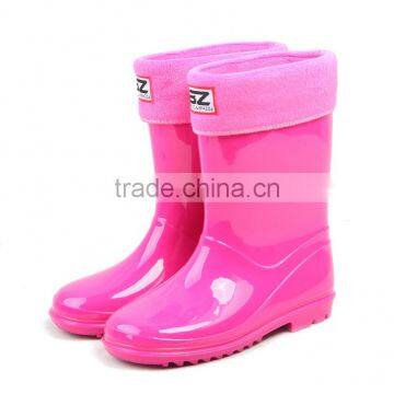 Waterproof Warm Kids Girls Boys Rain Boot With Fur Lining photo-3