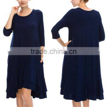 Popular clothing dress Lightweight Stretchy fabric Pocket Three Quarter-Sleeve Shift Dress