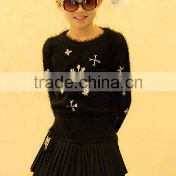 fashion new autumn sweater girls black wool sweater