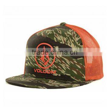 5 Panels Camouflage Printing Cotton Flat Brim Trucker cap