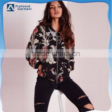 fashion women custom made printed sublimation bomber jacket