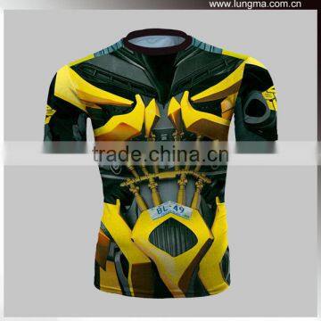 Spandex / polyester Sublimation Short sleeve Compression Shirts