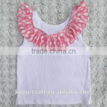 Boutique Baby Girl White Cotton Tank Top Manufacturer With Satin Ruffle photo-5