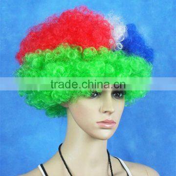 Women Football Cup National Flag Fans Wig Fanatic Halloween Colorful Party Wig Afro Kinky Curly Wigs Synthetic photo-4