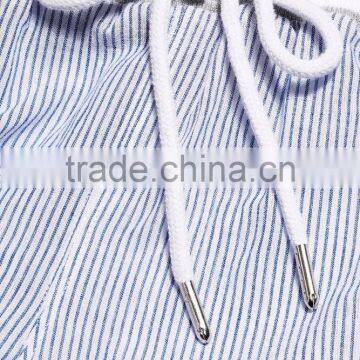 MGOO Hot Sale Women Summer Blue Striped Shorts Sports Running Cotton Drawstring Short Pants photo-4