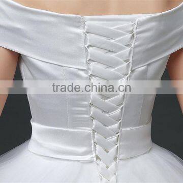 MGOO 2017 Off Sholder Short Sleeve Plain Crepe Custom Made Formal Bridal Gowns Lace Wedding Dresses photo-6