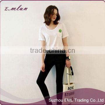 Wholesale custom couple short sleeve T-shirt pocket cheap cat t-shirt