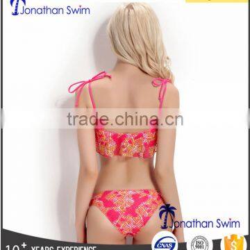 Girl's Lovely Falbala Two Piece Swimwear in Three Colors. photo-5