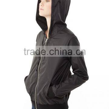 2016 Ladies Cheap Fancy Thin Light Waterproof Shiny Nylon Zipper up Jacket Wholesale photo-3