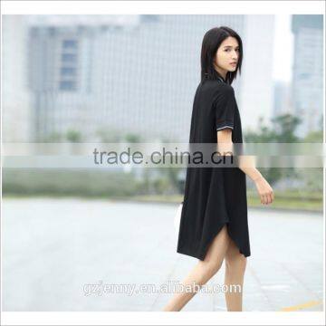 New Season Women Cotton Army Green Short Sleeve Shirt Dress Polo Dress photo-3